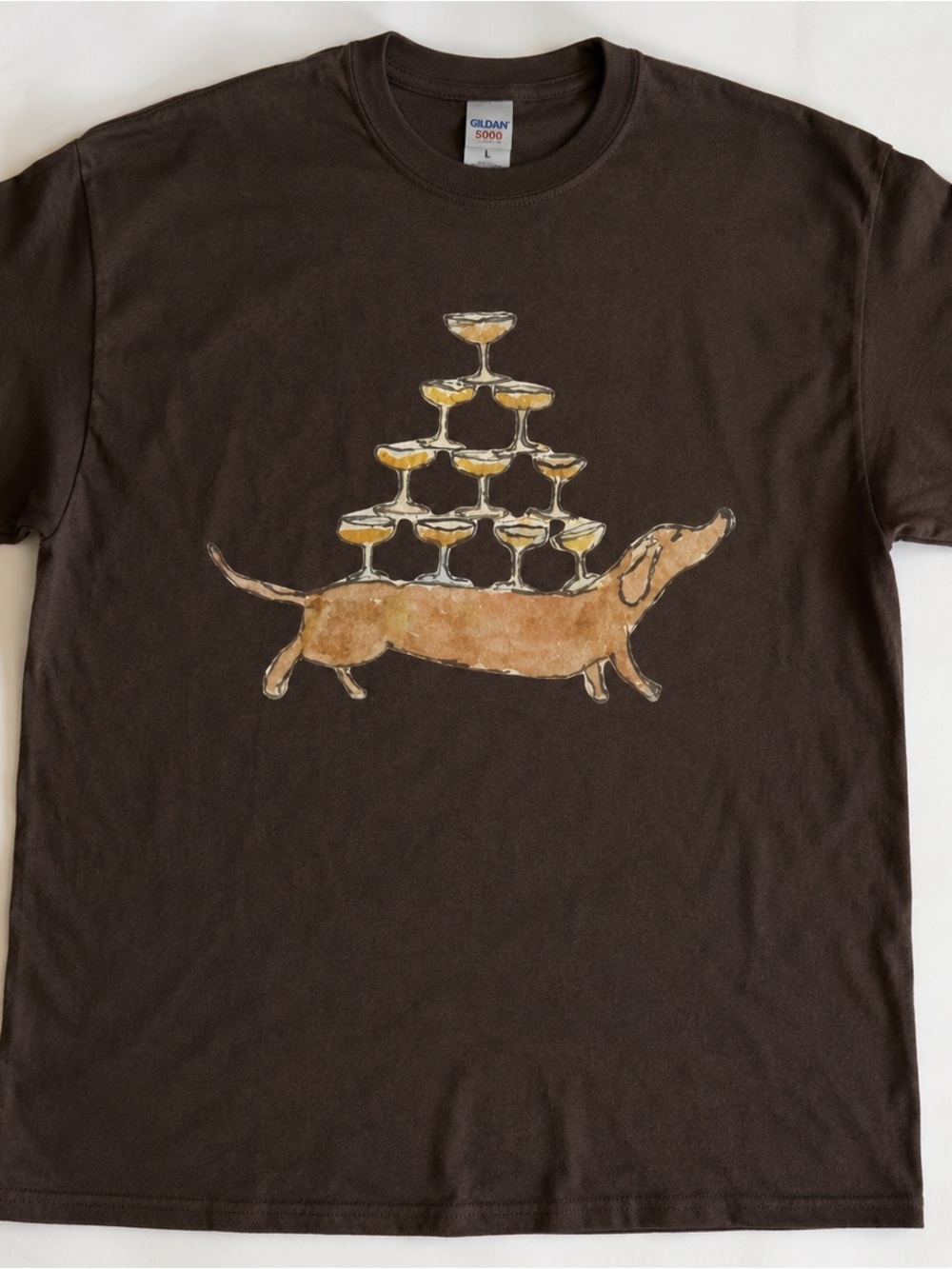 Gildan 5000 Brown Heavy Cotton Crewneck T-Shirt, Vintage Size L